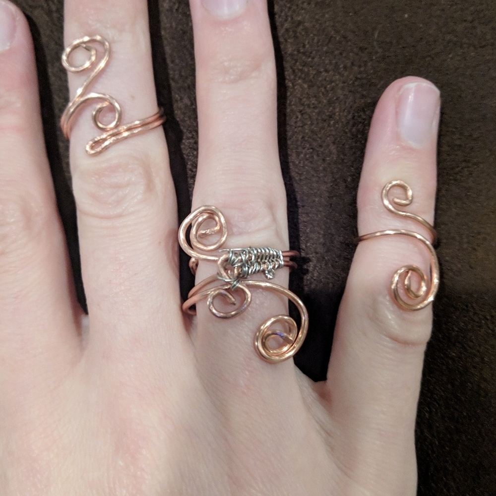 Handmade Copper Ring Set